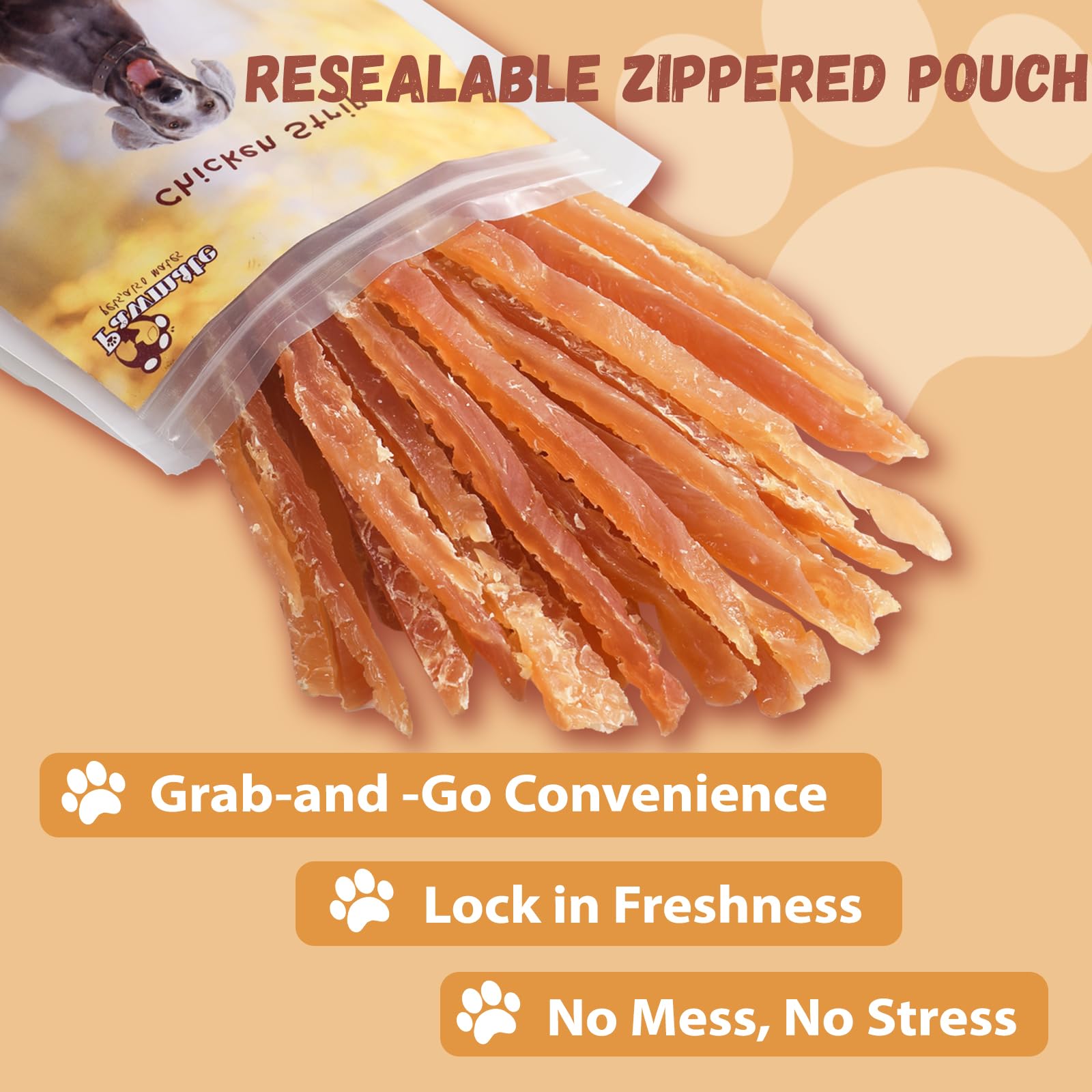 Pawmate jerky poulet – récompense simple et efficace pendant l'entraînement.