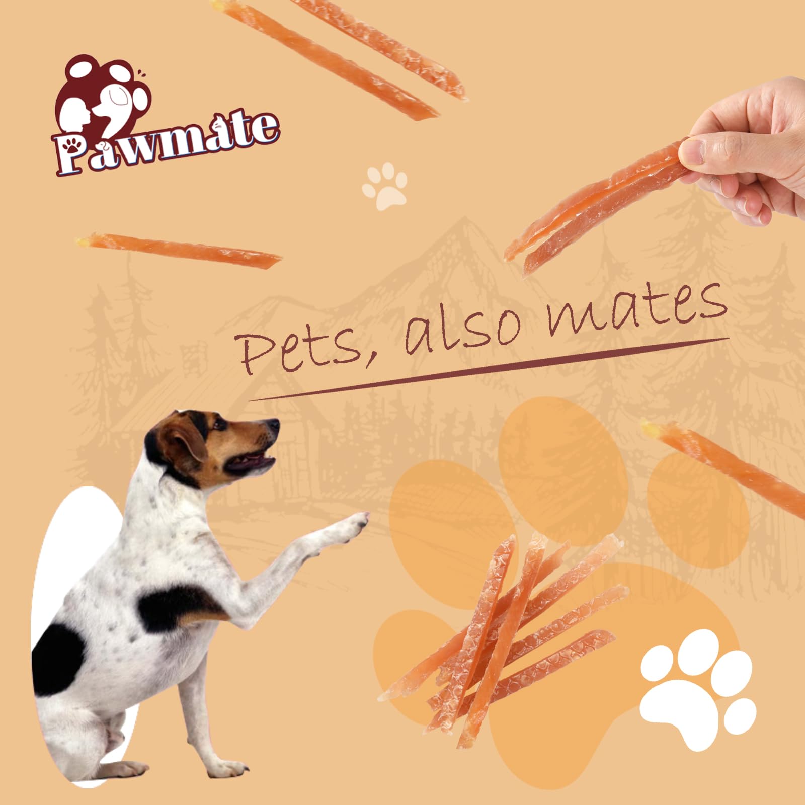 Pawmate jerky poulet – sans cuir cru ni céréales, option sûre.