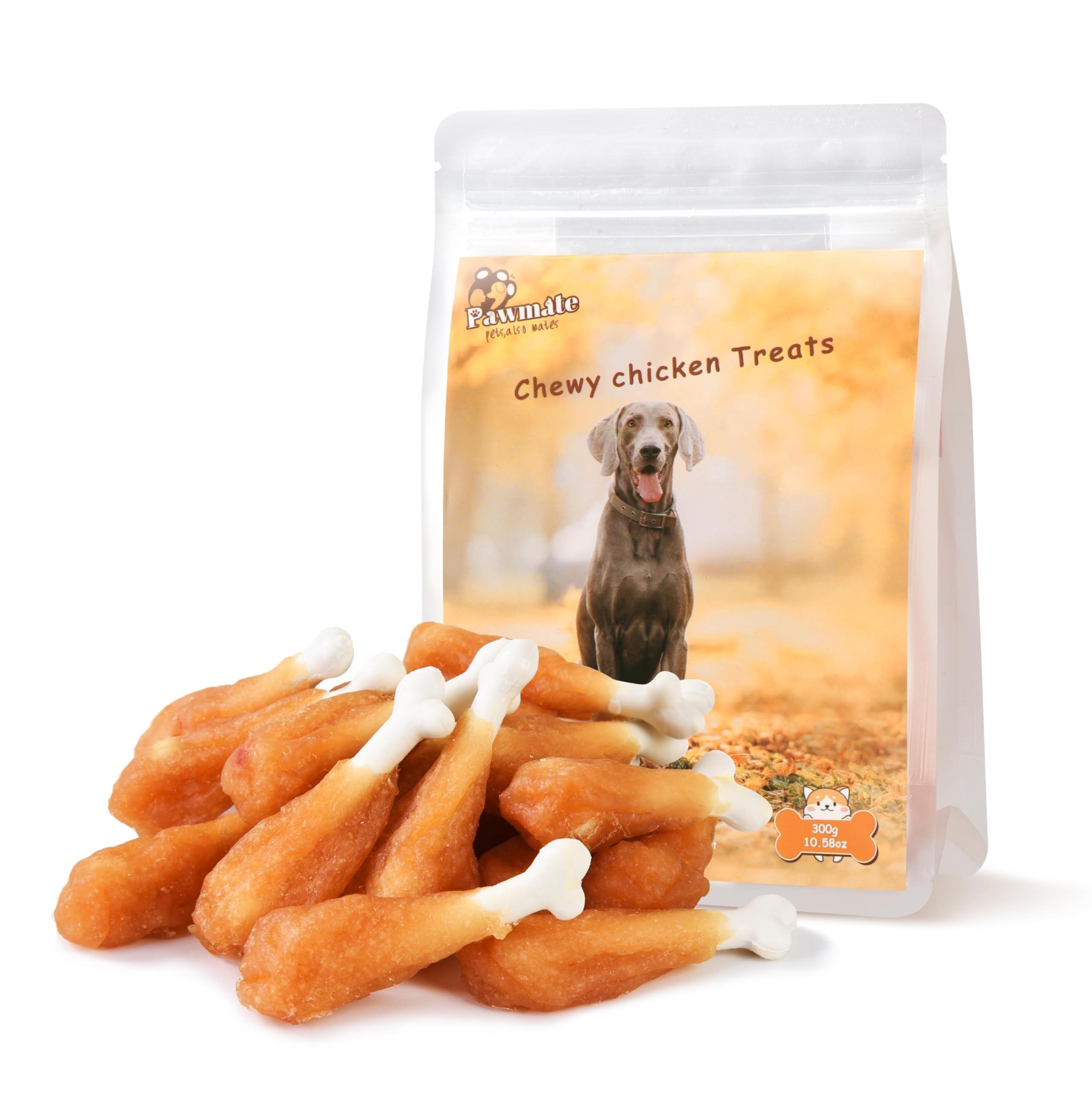 Pawmate: os-poulet-calcium-enrobé favorisant dents propres et gencives saines.