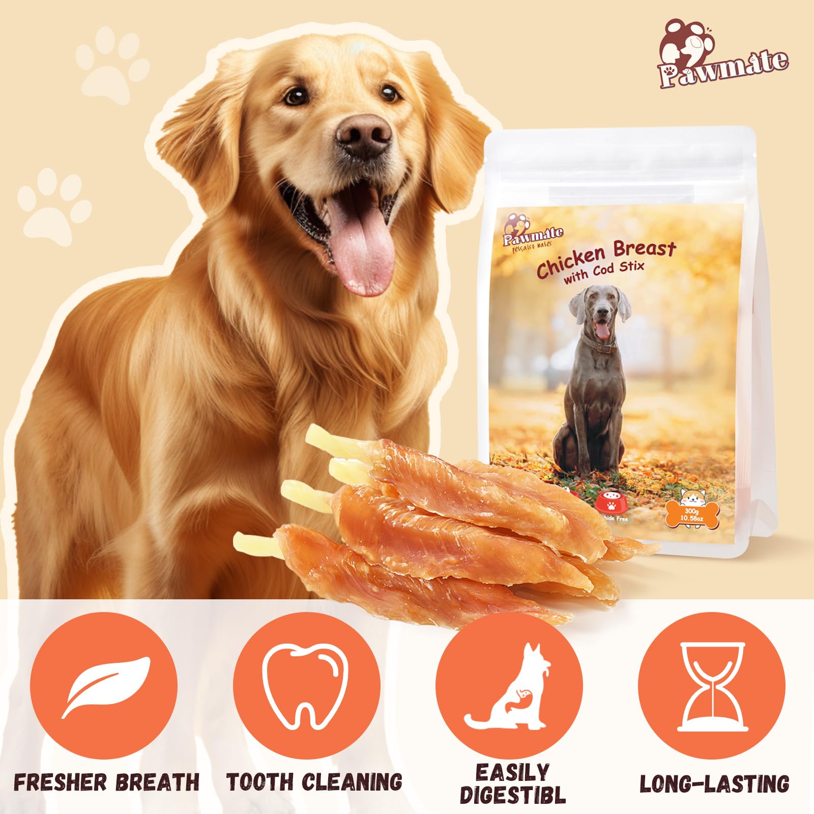 Pawmate sante-dentaire: bâtonnets pour l'hygiène buccale et haleine fraîche.