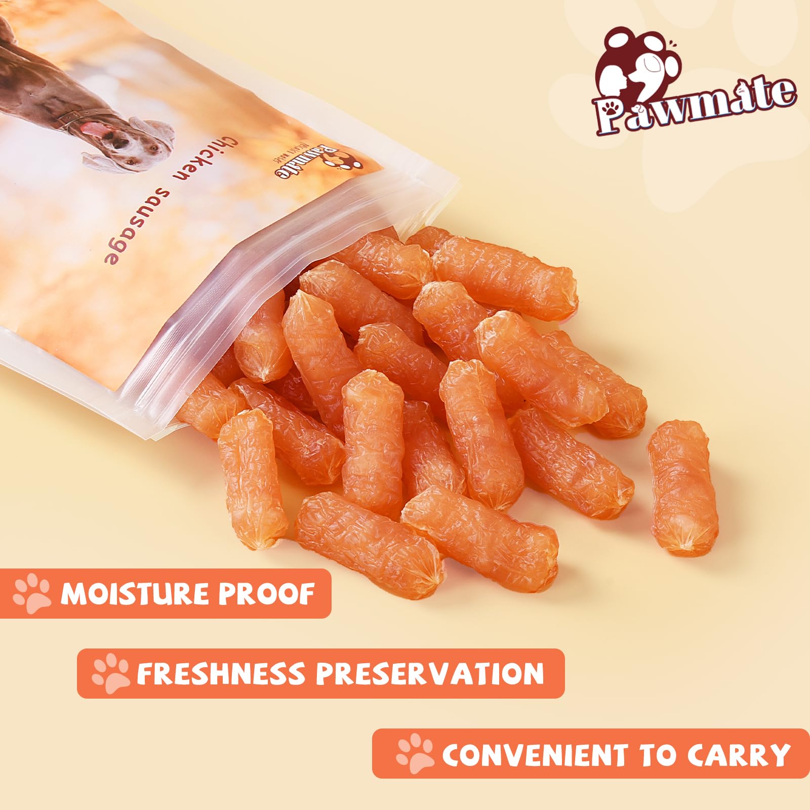 Pawmate Saucisses Poulet récompense entraînement — goût savoureux pour motiver l'apprentissage
