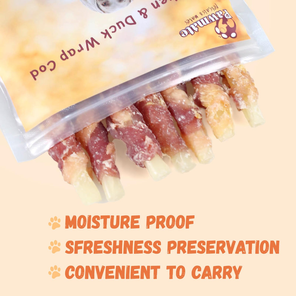 Friandises Pawmate sans cuir, alternative sûre pour chiens sensibles et digestibilité.