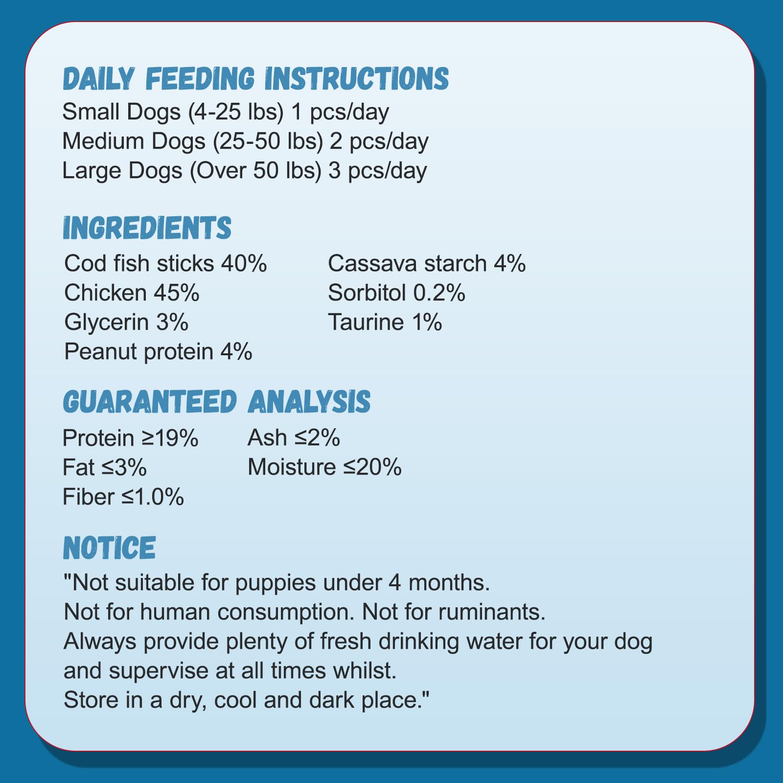 Pawmate usage quotidien pour chiens toutes tailles, snack pratique.