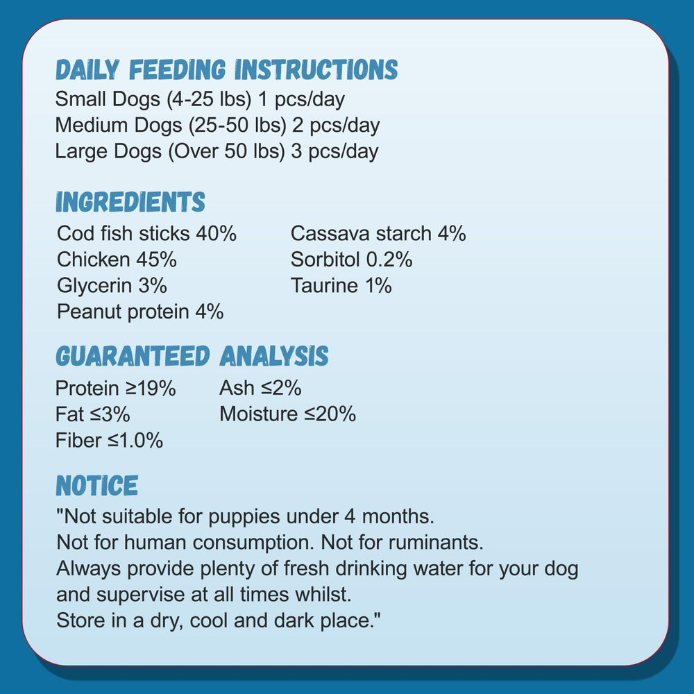 Pawmate usage quotidien pour chiens toutes tailles, snack pratique.