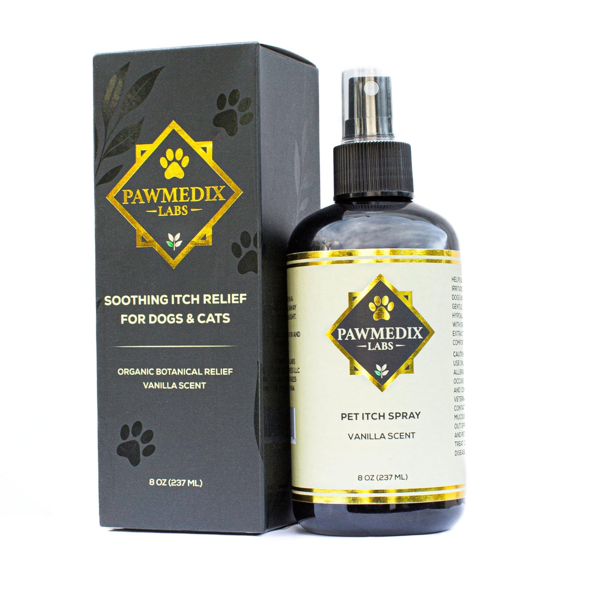 PAWMEDIX LABS — bouteille spray traitant les points chauds pour chiens et chats, apaisement potentiel.