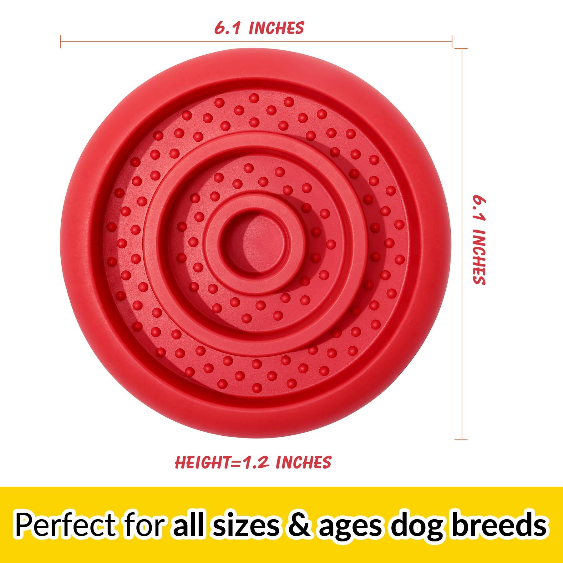Pawnana Slow Feeder Lick Mat rouge en caoutchouc naturel, durable et sûr.