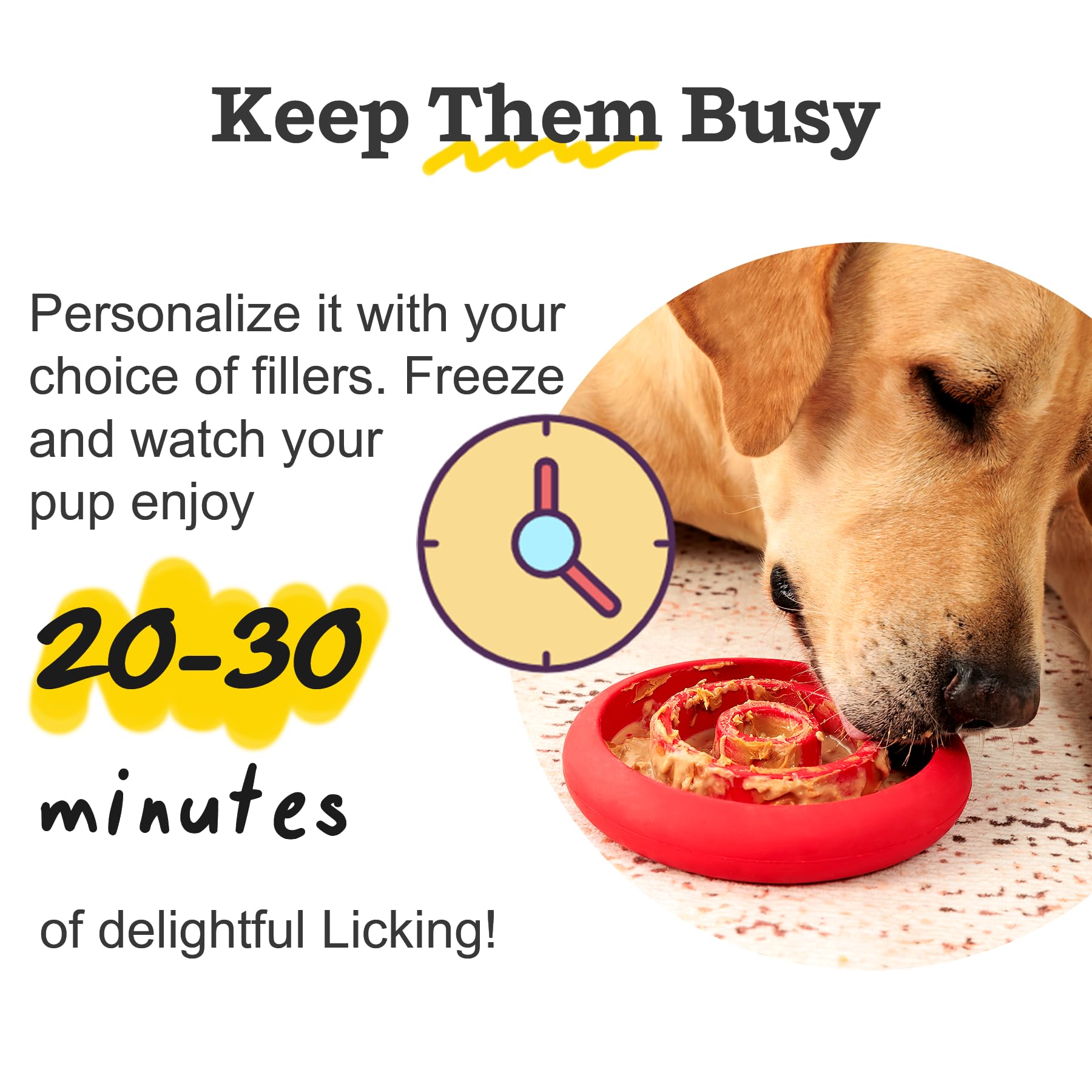 Pawnana Slow Feeder Lick Mat rouge: friandises congelées pour stimulation sensorielle durable.