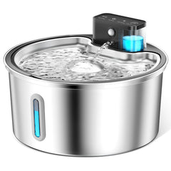PawPoll fontaine chat sans fil en acier inoxydable avec grande capacité et hydratation pratique