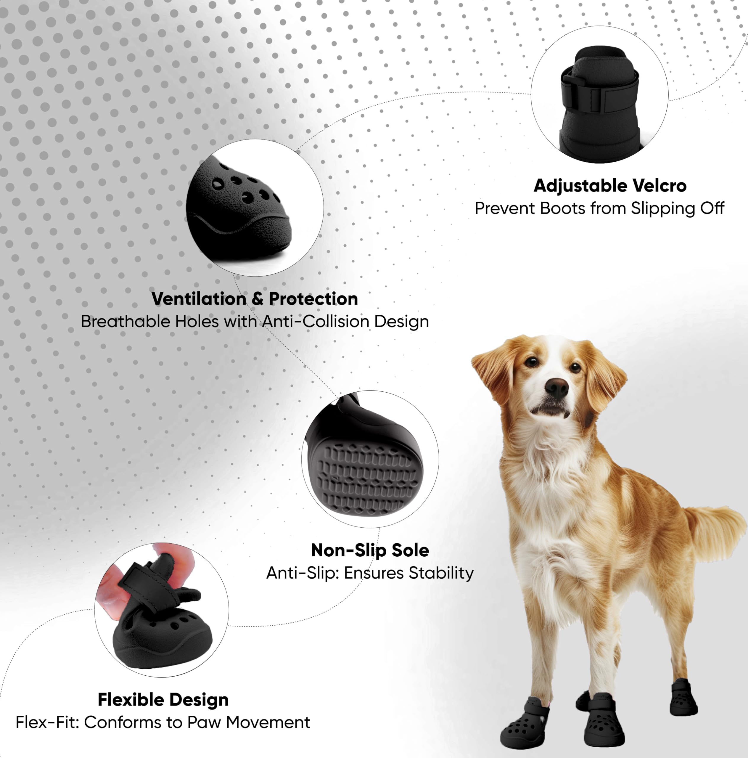 PawPosh botte chien ventilée avec perforations pour confort.