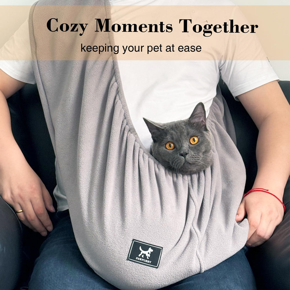 PAWPUBBY Sac porte-chat polaire gris foncé, style discret.