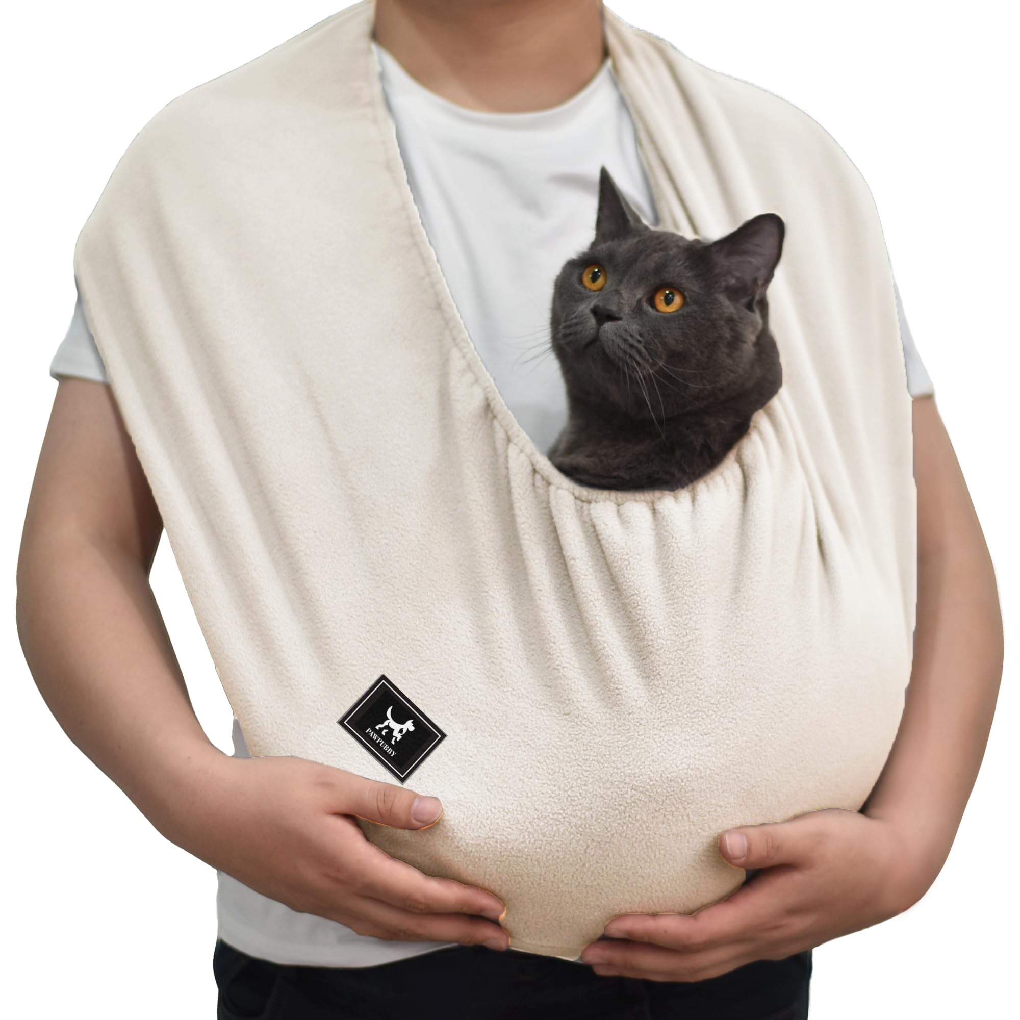 PAWPUBBY sac porte-chat en polaire doux, cocon cosy pour l’intérieur.