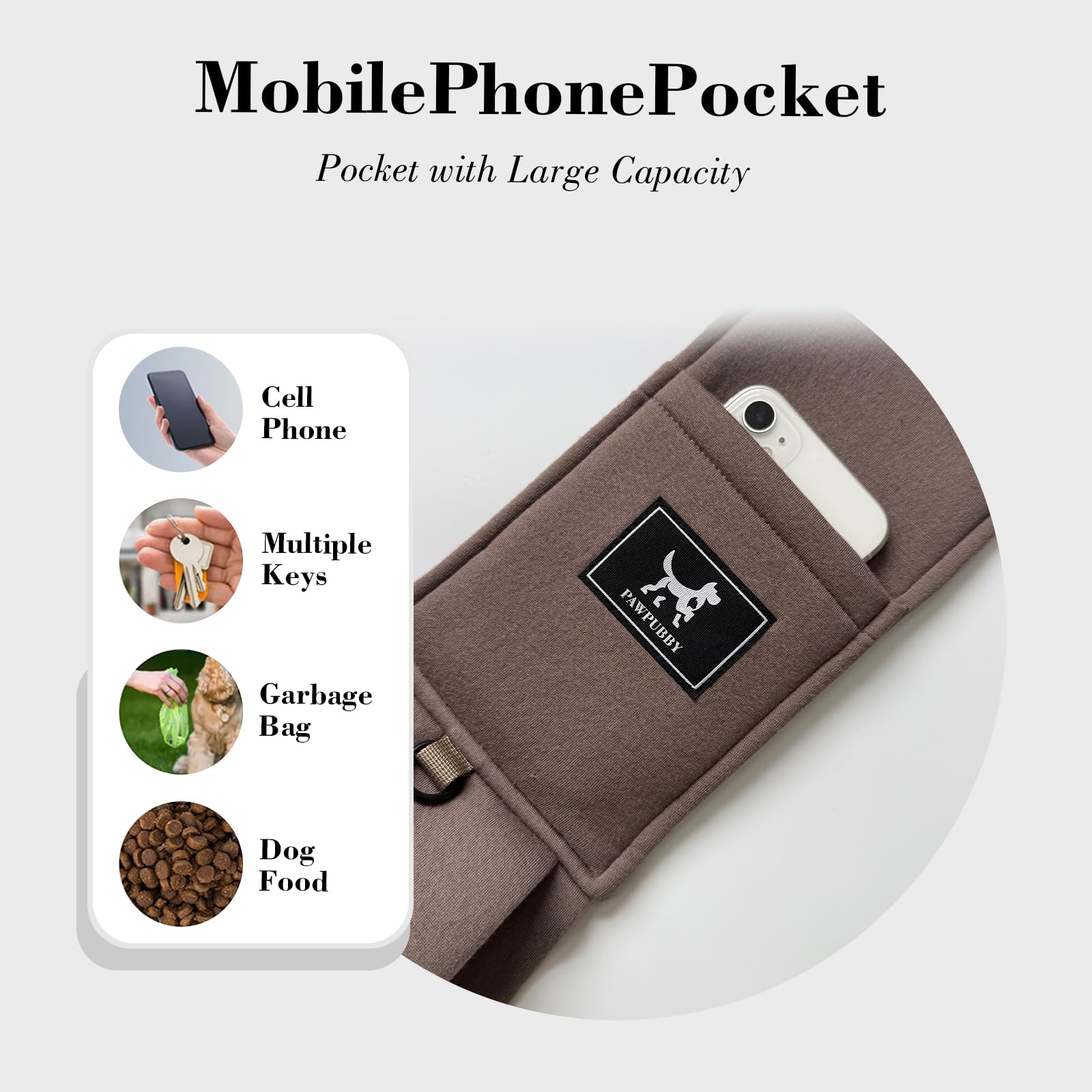 PAWPUBBY sling caramel — ouverture ajustable qui serre sans stress