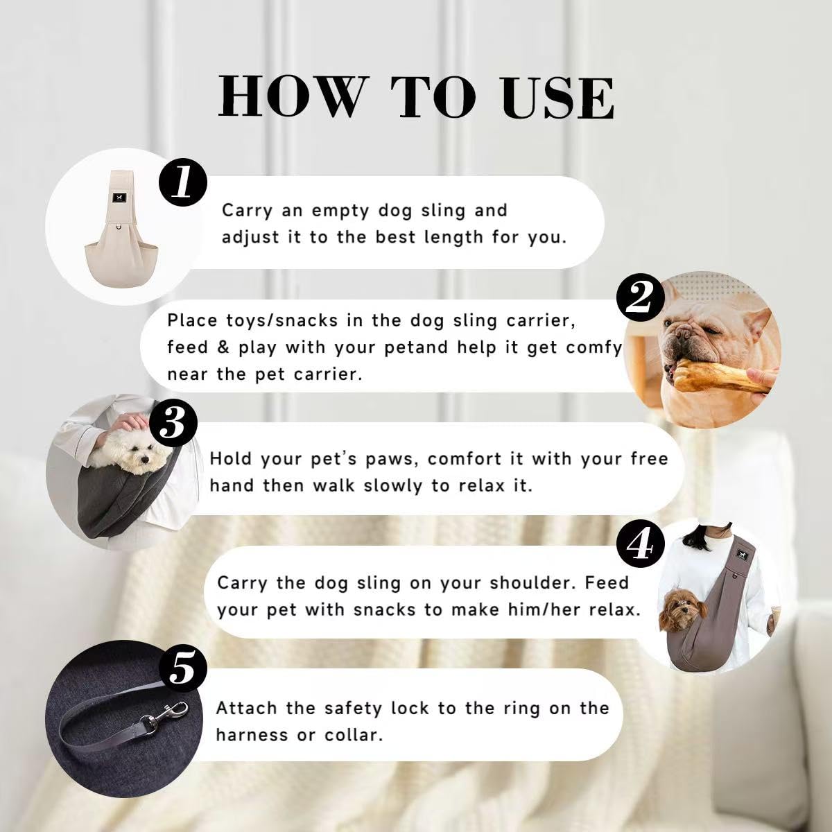 PAWPUBBY sling chien petit: poche pratique pour téléphone et clés.
