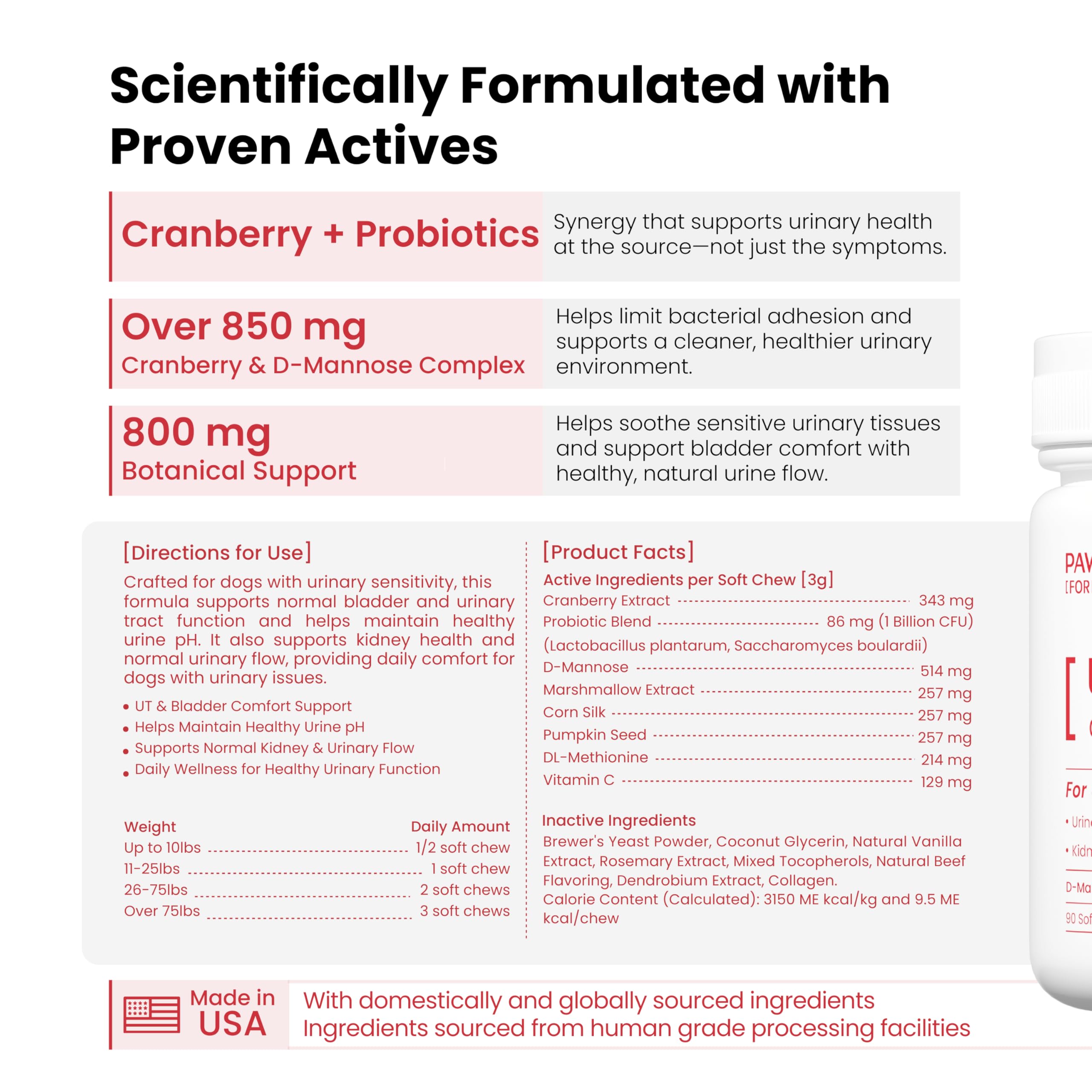 PAWPULSE FORMULA: facilité d'utilisation, 90 friandises faciles à donner.