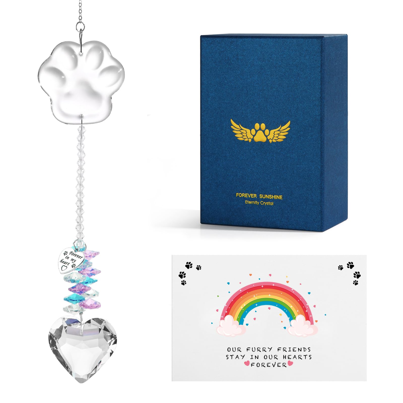 Attrape-soleil Paws Memory: patte centre cristal illuminant le souvenir