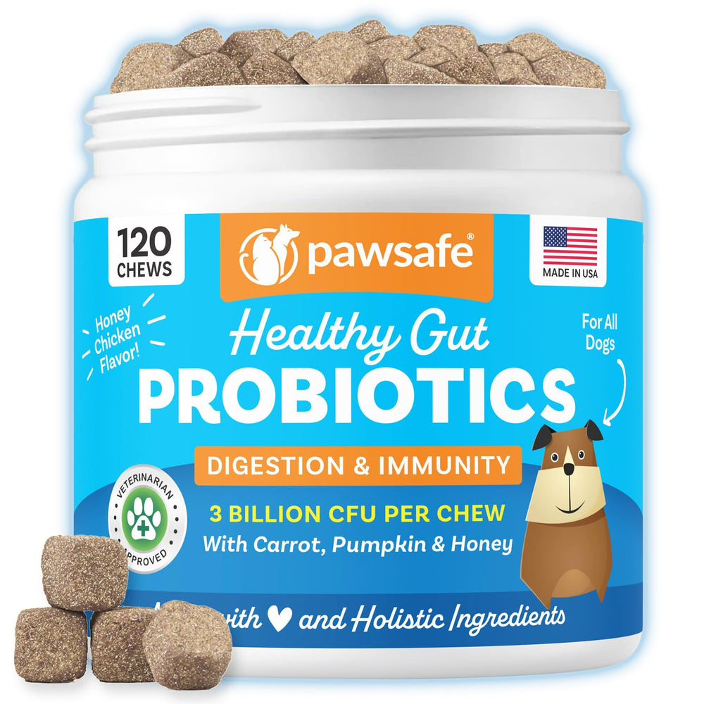 PawSafe Probiotiques Chiens – Bouteille, soutien digestion potentiel.