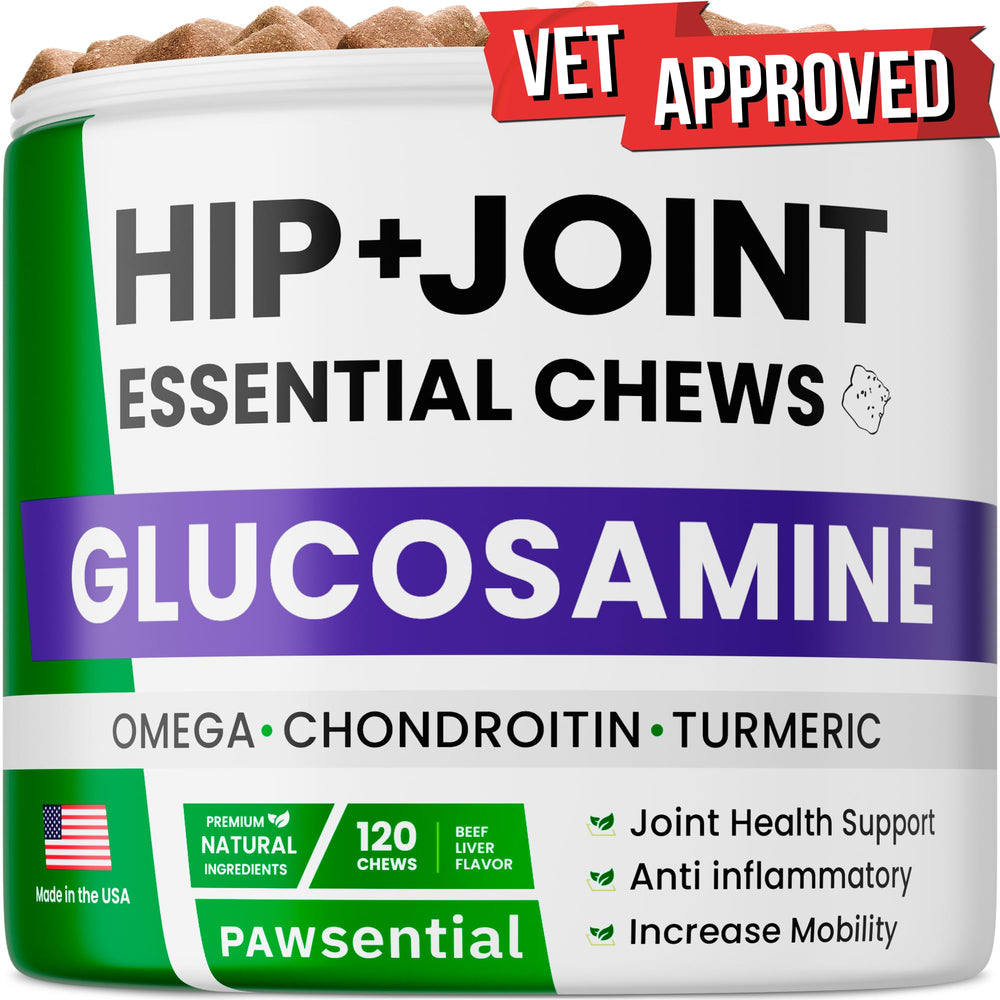 Pawsential glucosamine pour chien, gomme savoureuse soutenant les articulations.