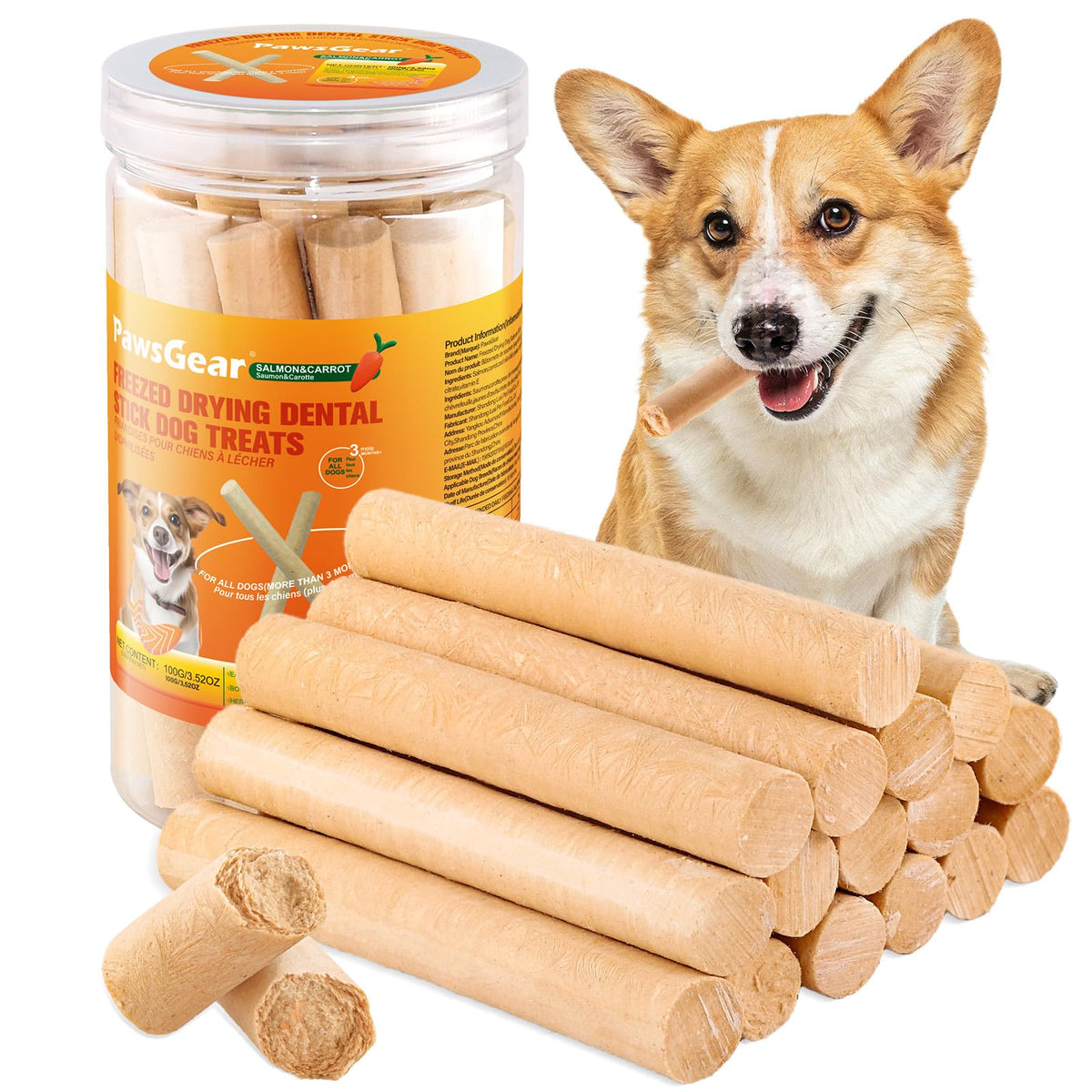 PawsGear bâtonnets saumon emballage pratique et refermable.