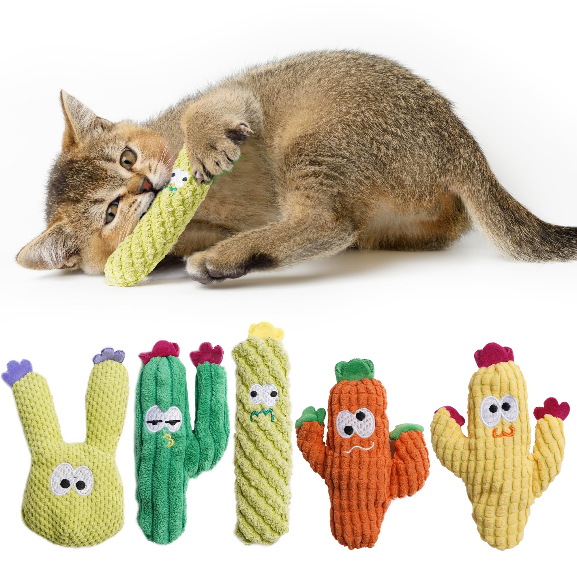 Jouet cactus arc-en-ciel Pawsible pour chat, stimule l'activité et amuse durablement.