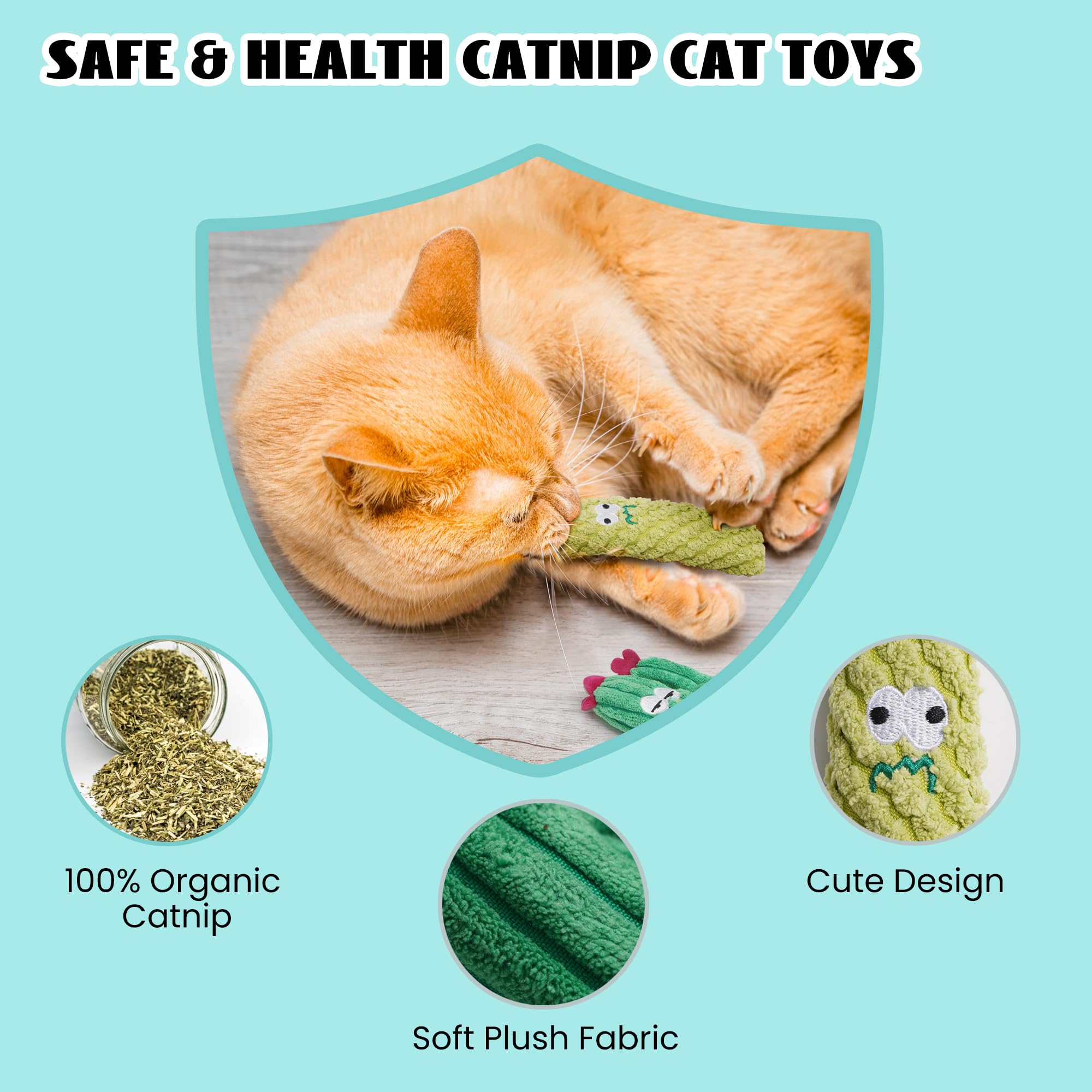 Jouet cactus bleu Pawsible pour chat, parfait pour l'interaction et le divertissement.