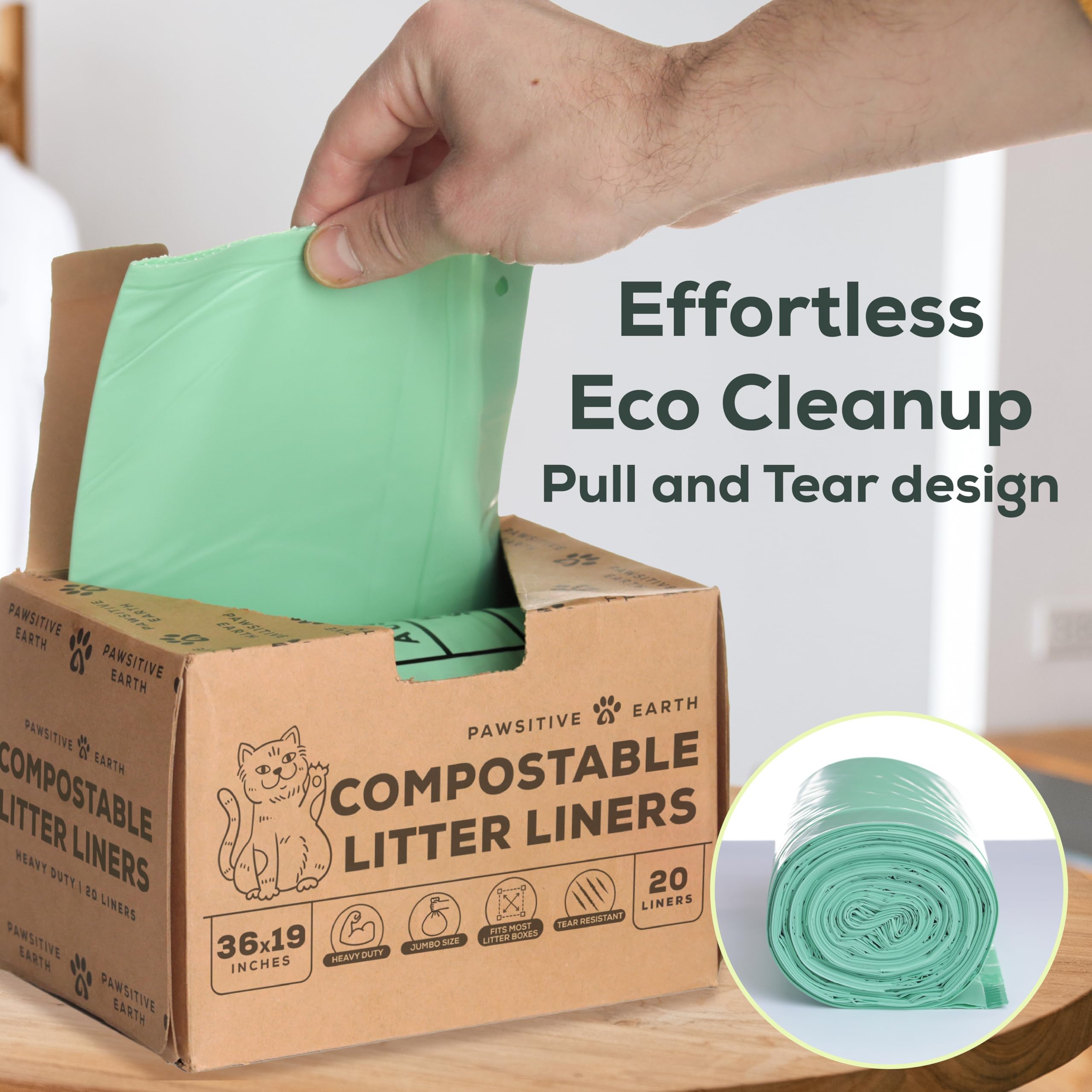 Pawsitive Earth liner compostable 24 po x 18 po x 17 po, ajustement sûr.