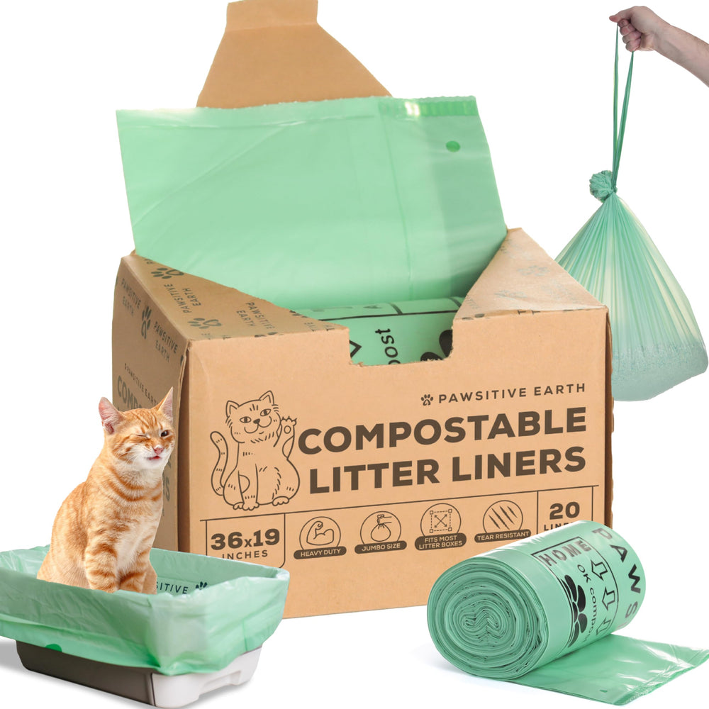 Pawsitive Earth revêtement pour bac à litière, cordon de serrage, pratique et propre.