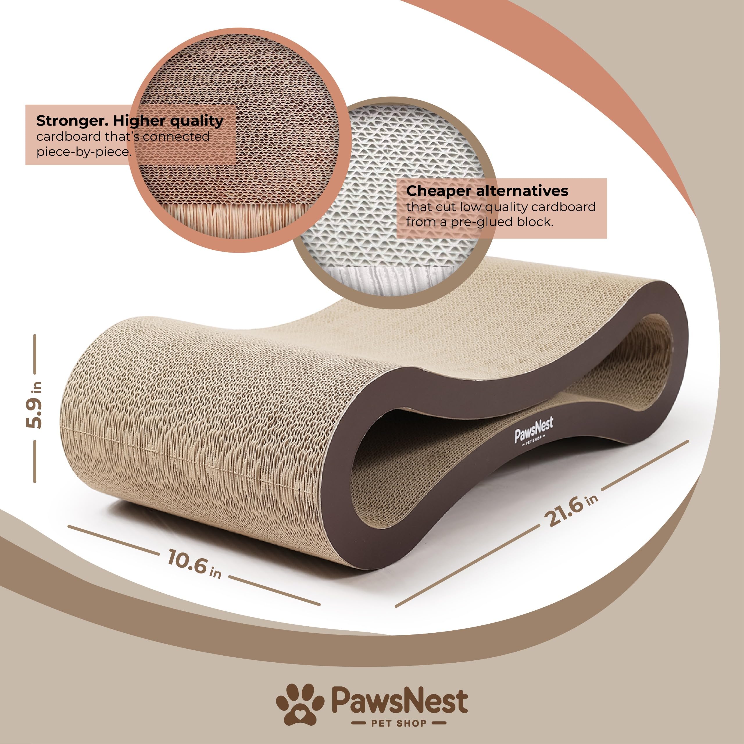 PawsNest carton recyclé, grattoir éco-responsable pour meubles.