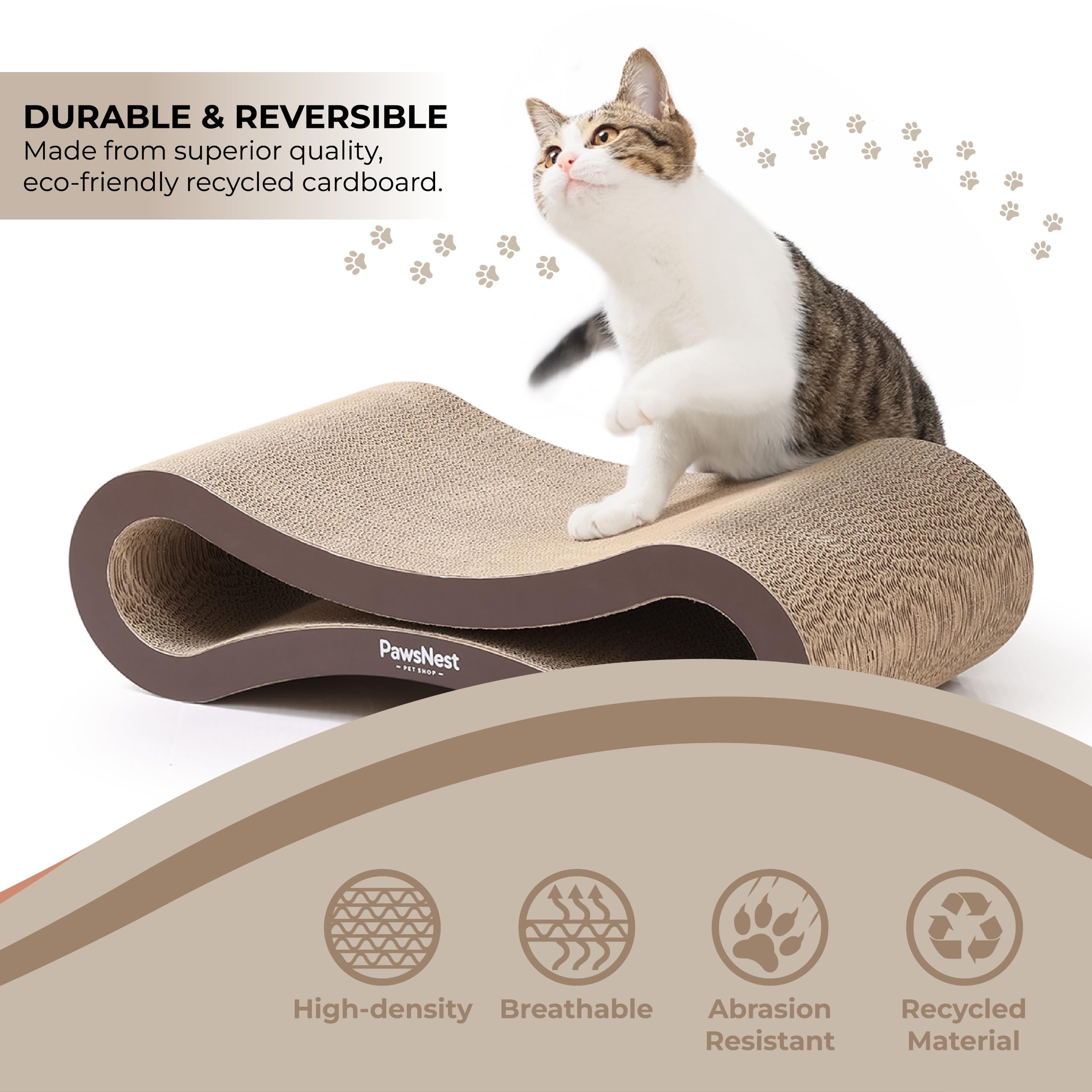 PawsNest infinity grattoir chat, design moderne et surface efficace.