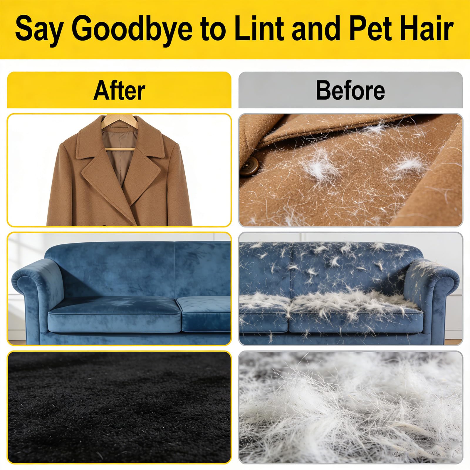 Gant pawsnheart deshedding-vetements-draps, élimine les poils sur vêtements et linge