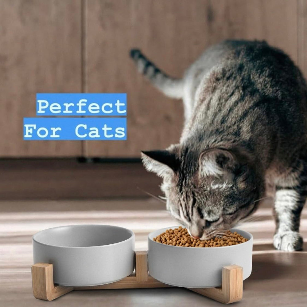 Support en bois antidérapant Pawsome, stabilité accrue lors des repas.