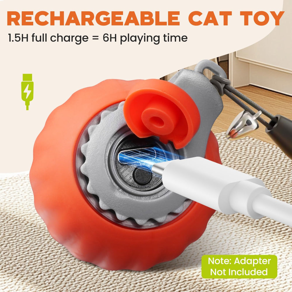 PawsomeFinds Balle interactive chat autonomie USB-C permet de longues sessions.