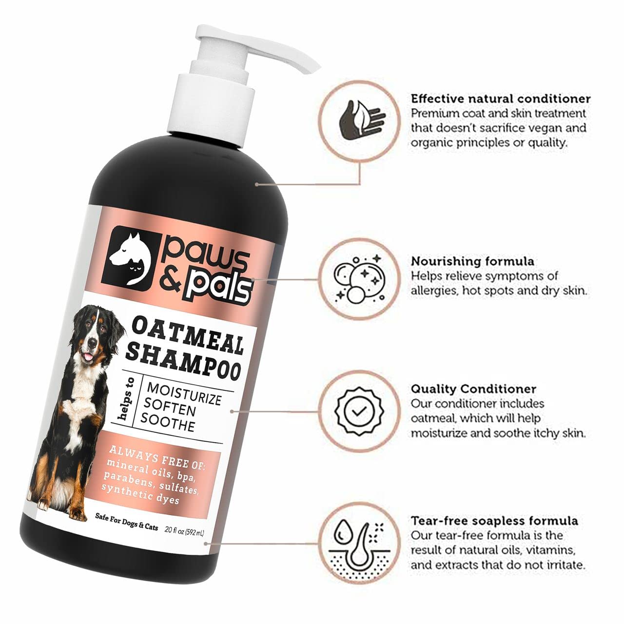 Paws & Pals formule-pH-équilibré-sans-alcool; douceur lors du lavage