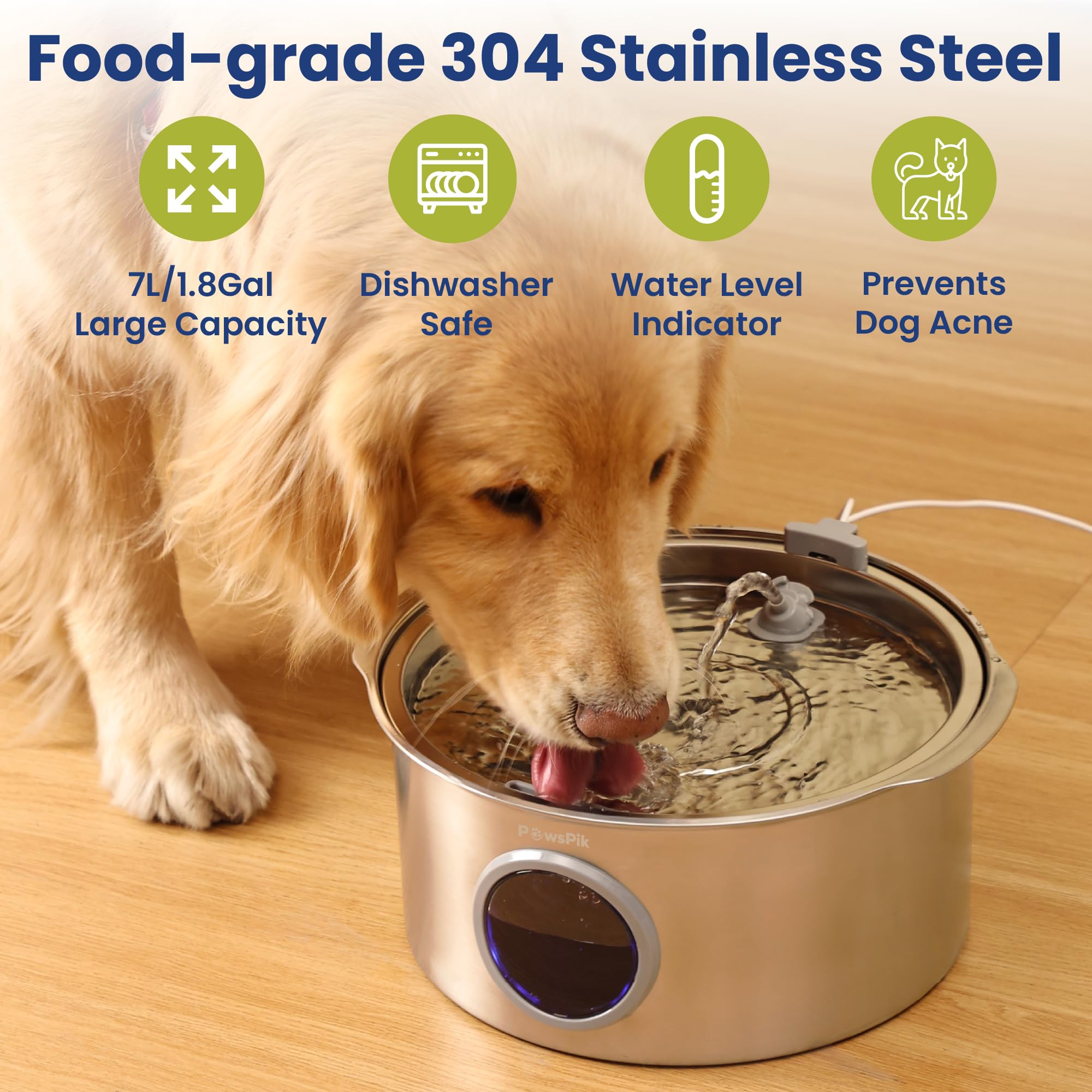 PAWSPIK capacité-extra-large-1-8-gal, réduit les remplissages fréquents.