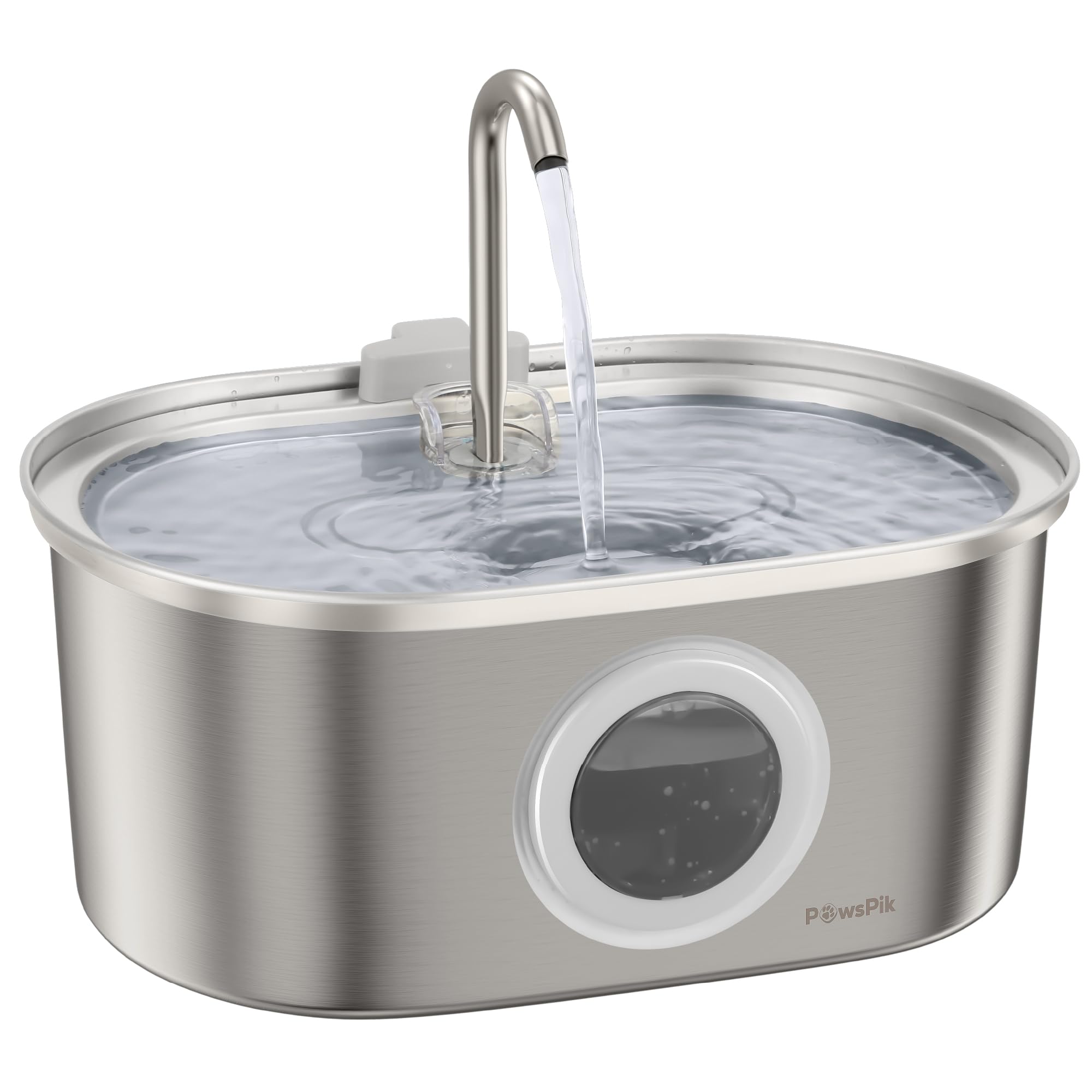 Pawspik fontaine pour chat en acier inox, design robuste et hygiénique.