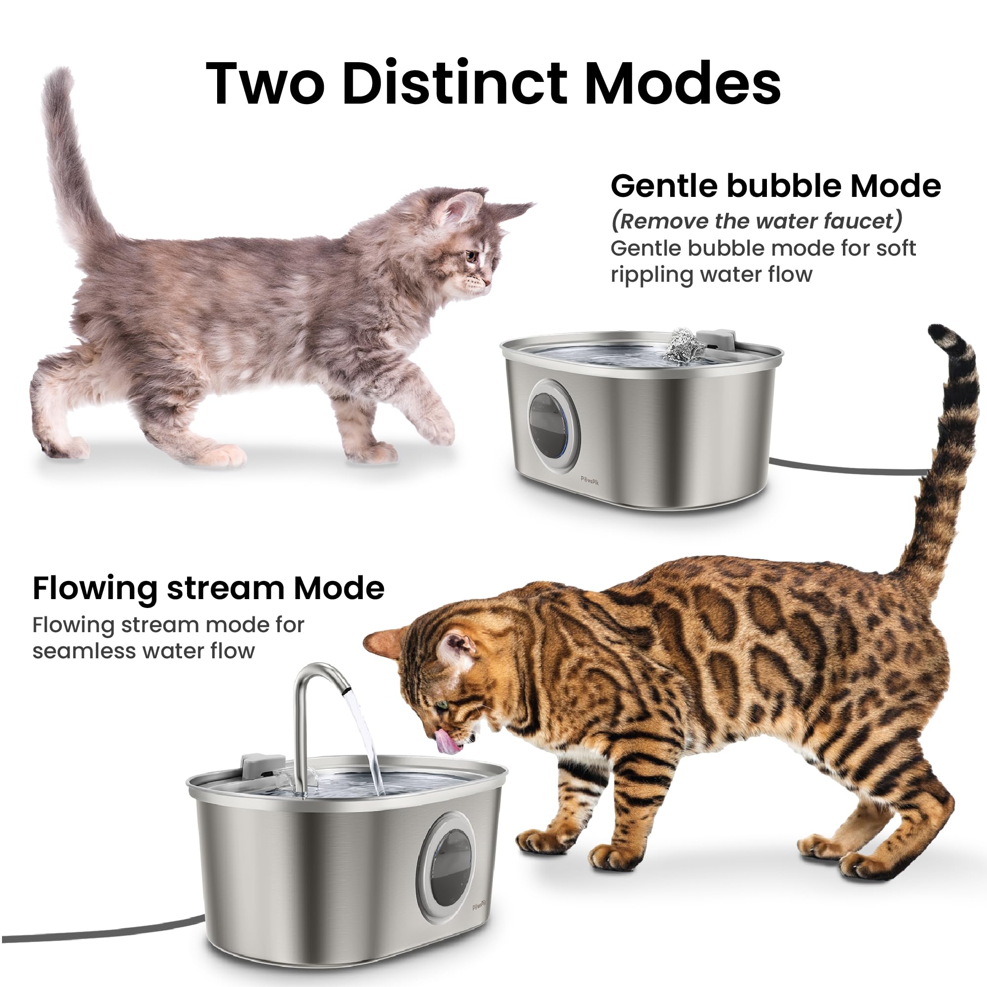Pawspik fontaine chat, fonctionnement silencieux et discret dans la pièce.