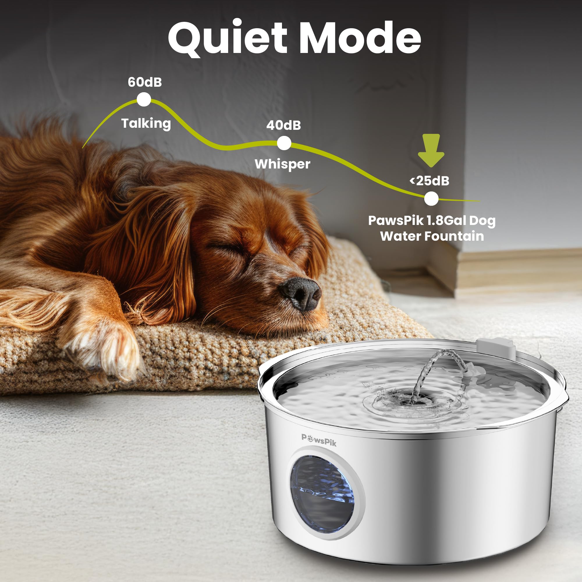 PAWSPIK pompe-ultra-silencieuse-filtration-5-couches, eau propre et calme.