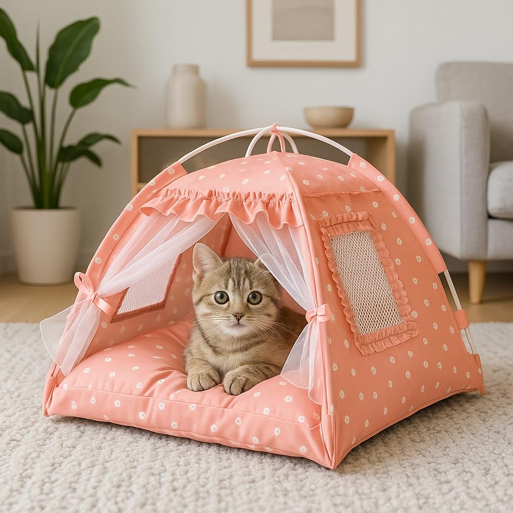 Pawstrip design rose, ambiance cosy et refuge sûr pour petit animal.