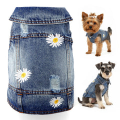 Pawstrip manteau chien denim daisy : style vintage et confort pour promenades.