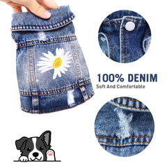 Pawstrip Veste Denim Chien Vintage Col Revers pour petits chiens chic.