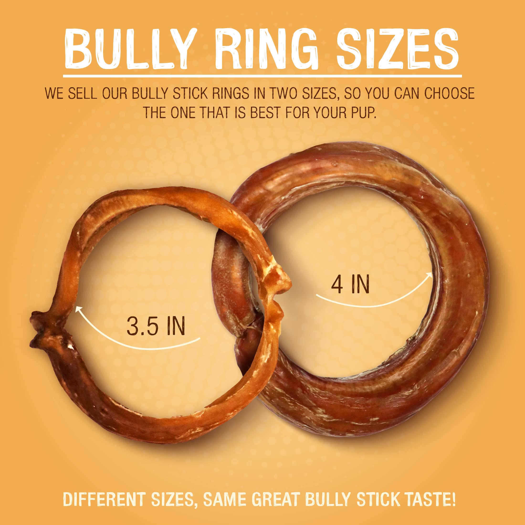 Anneaux Pawstruck bully-stick, 100% bœuf sans additifs pour chien.