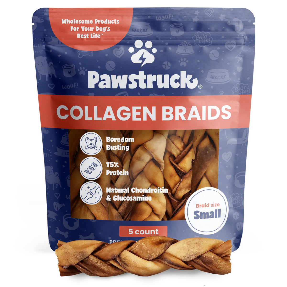 Pawstruck Bandes collagene boeuf – emballage variable et pratique pour chiens
