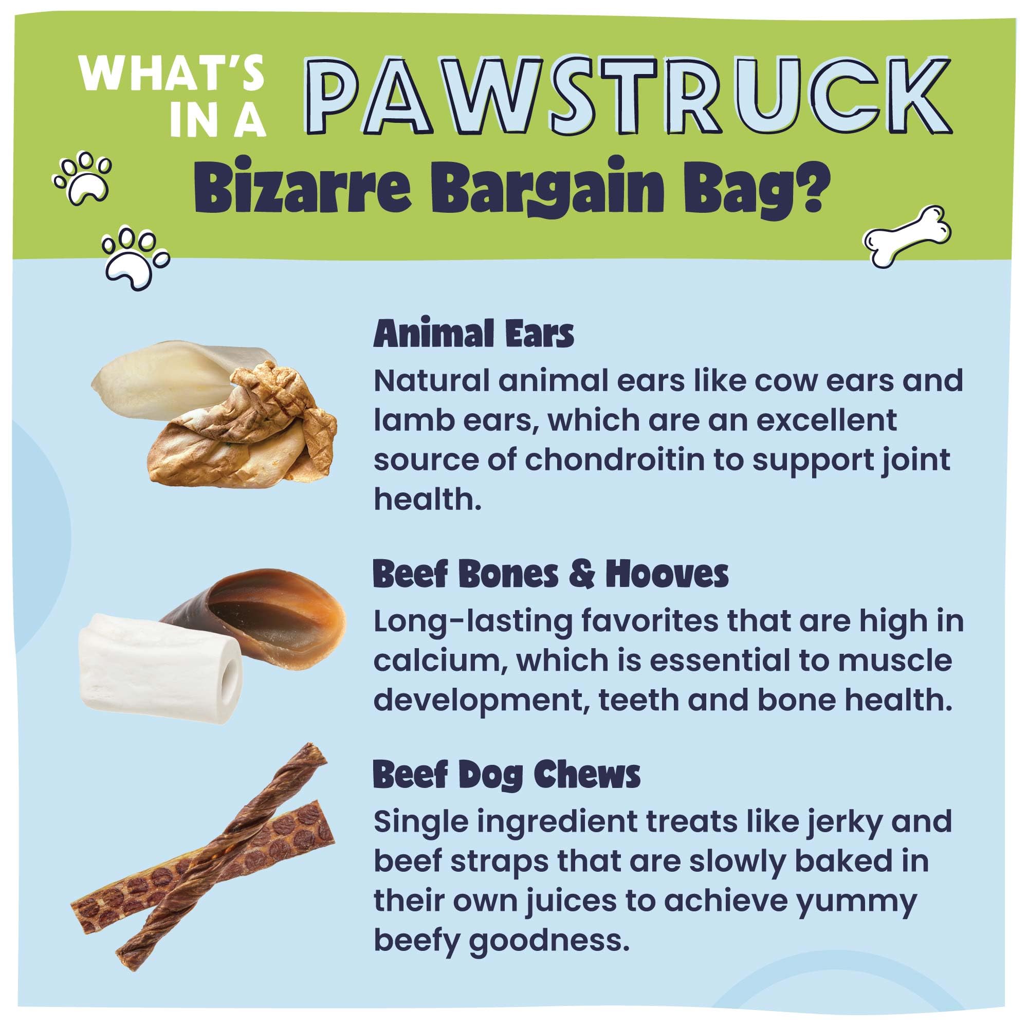 Pawstruck bandes de boeuf, bouchées pratiques pour récompenser