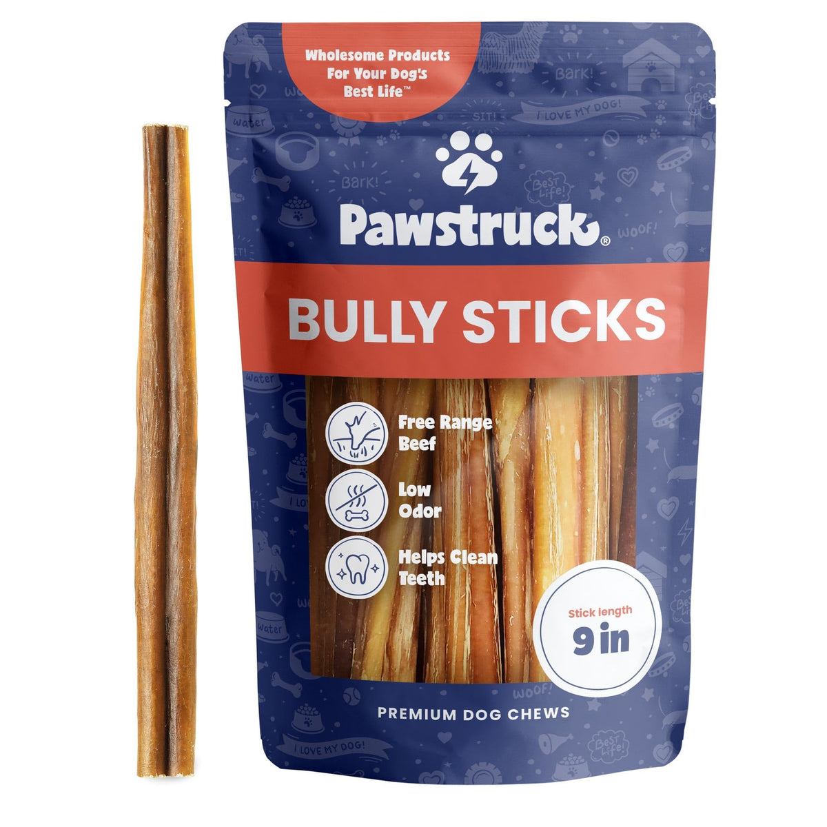 Pawstruck tiges de boeuf 9 pouces pour une mastication prolongée.