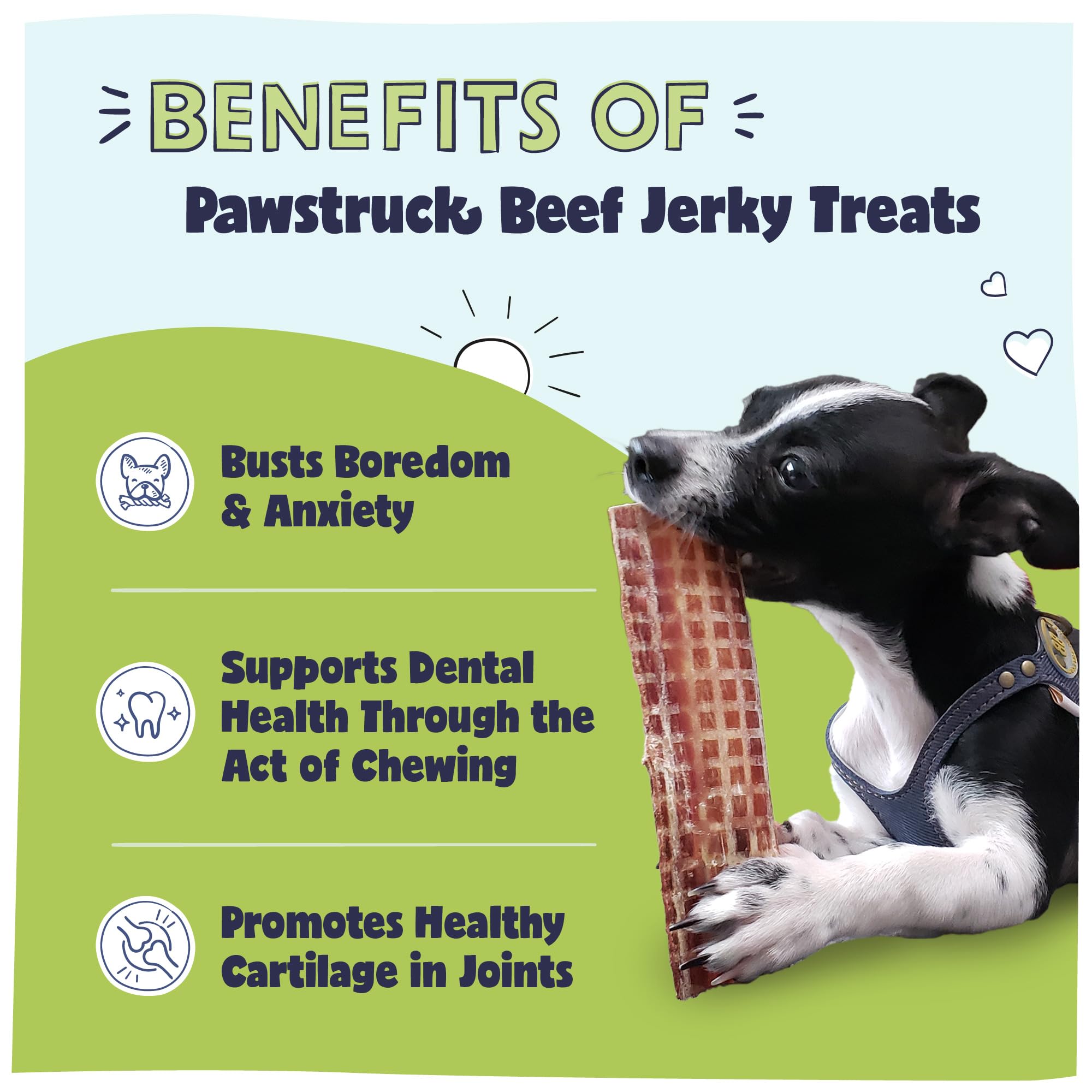 Pawstruck jerky sans conservateurs, ingrédients simples pour chien sensible.
