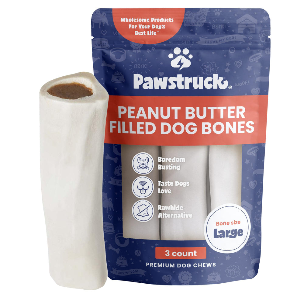 Pawstruck os blanc rempli cacahuète 5-6 pouces pour mâchage durable