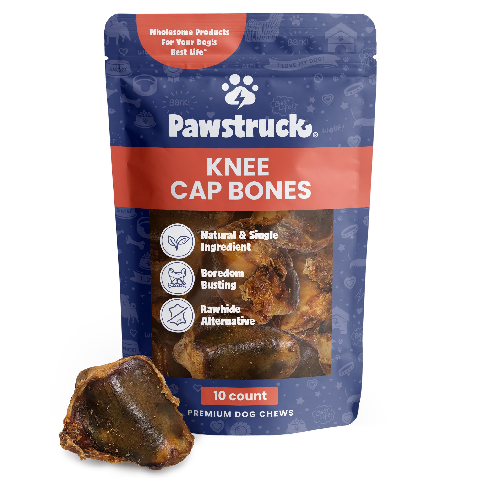 Friandise Pawstruck rotule boeuf, os durable pour mastication prolongée.