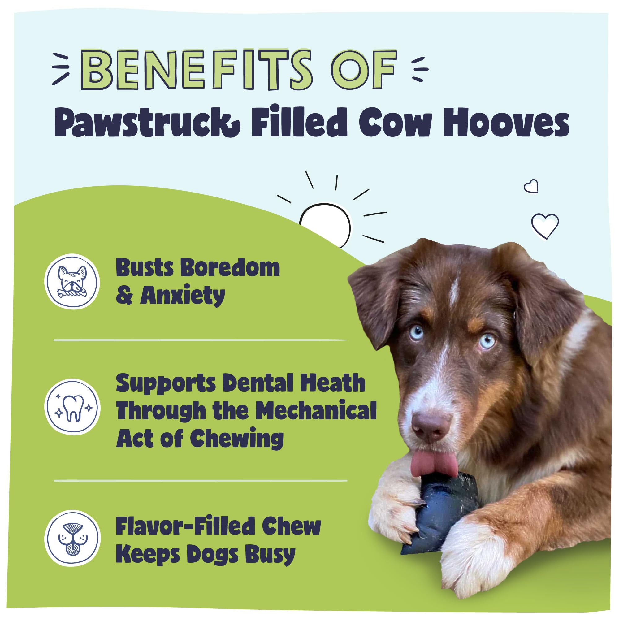 Pawstruck sabots de boeuf, texture dense pour une mastication prolongée
