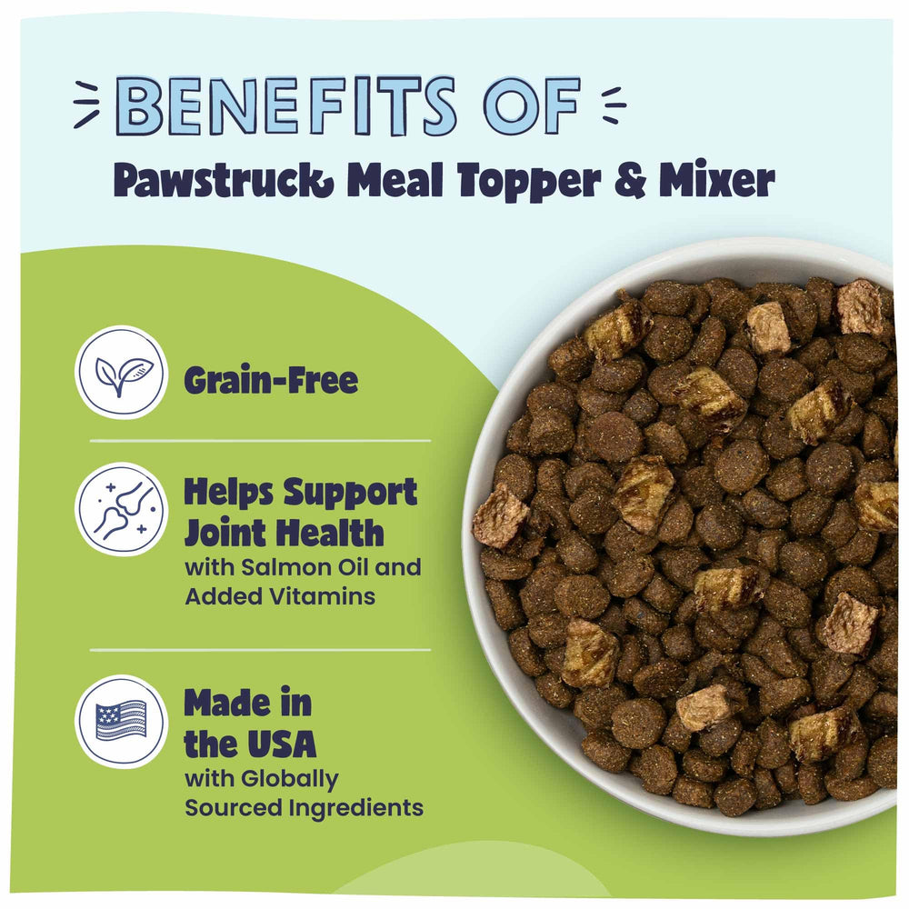 Pawstruck Topper boeuf – contenu visible du sac prêt à servir.