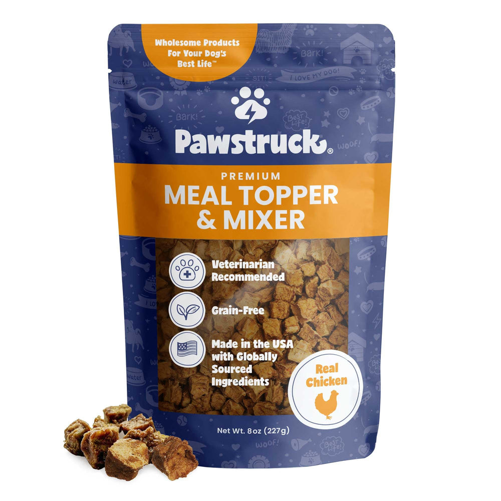 Pawstruck Topper au poulet : sac pratique prêt à servir pour le repas du chien.