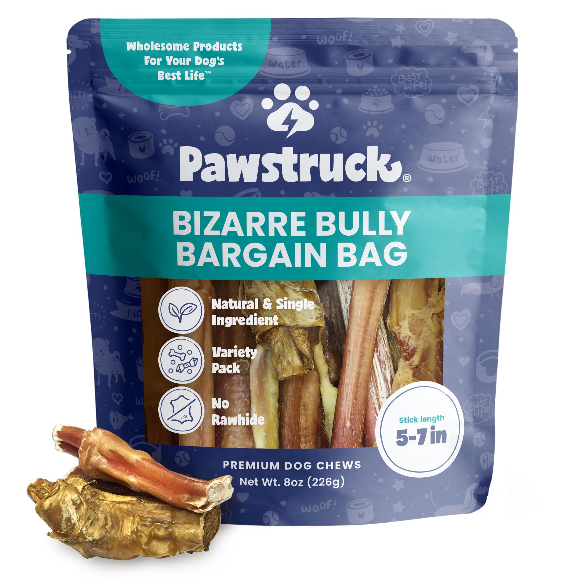 Pawstruck variete-pack bully-sticks 5-7 pouces, variété adaptée pour chiens.
